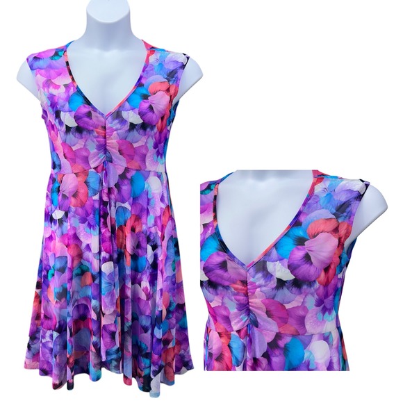 Baby Doll Dress M‎ Sheer Floral Romantic Fairy Panisies Swim Cover Up Multi Use - Picture 1 of 12